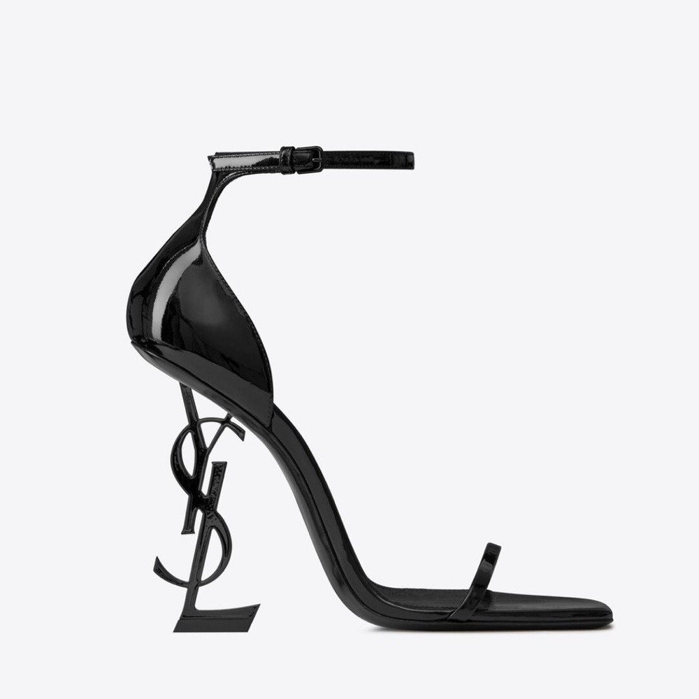 YSL - saint laurent OPYUM SANDALS IN PATENT LEATHER WITH BLACK HEEL